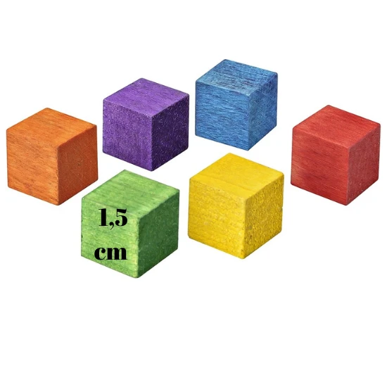 renkli ahşap küp bloklar 1,5 cm3 /  48 li paket - 2