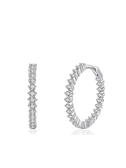 Timeless Series Sonsuz Parıltı Pırlanta Kesim Halka Gümüş Küpe ürün görseli