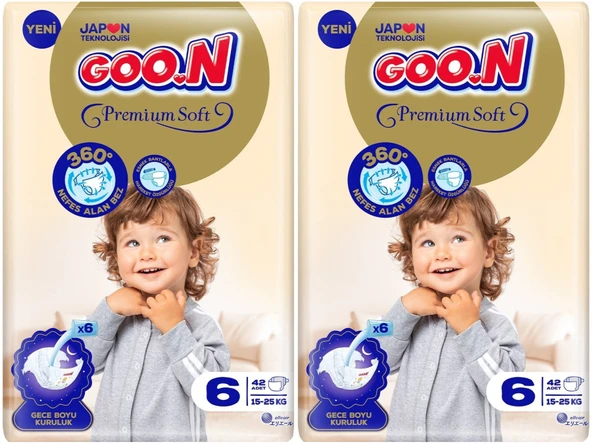 Goon Premium Soft Bebek Bezi Beden:6 (15-25KG) Extra Large 84 Adet Ekonomik Fırsat Pk
