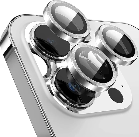 İPhone 13 Pro Max Uyumlu Kamera Lens Koruyucu Silver Renk Lens Koruma