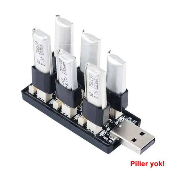 6 Kanal Usb 3.7V Lityum Pil Şarj Kartı  0.6A / 0.2A 2mm ve 1.25mm Jst-Ph Soket RC Oyuncak Model Araba Uçak FPV Drone Quadcopter - 7