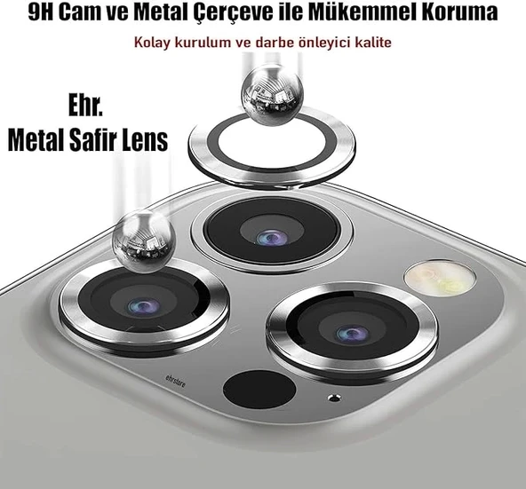 İPhone 16 Uyumlu Kamera Lens Koruyucu Silver Renk Lens Koruma - 4