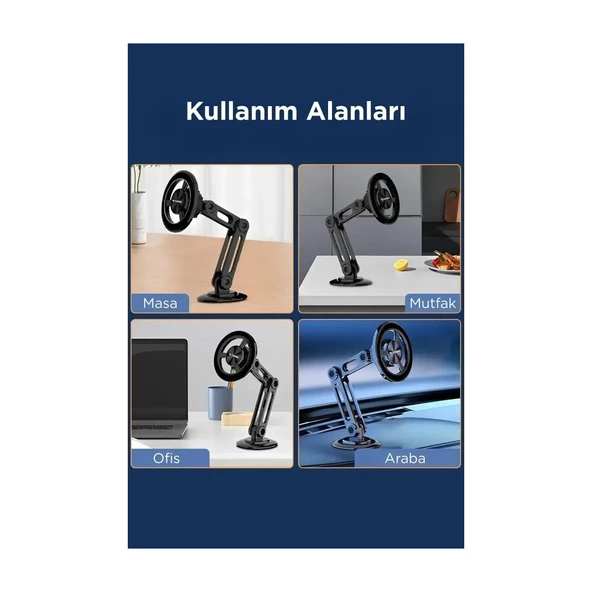 Torima JX-052 Metal Manyetik Telefon Tutucu – Güçlü Mıknatıslı, 360° Hareketli - 4