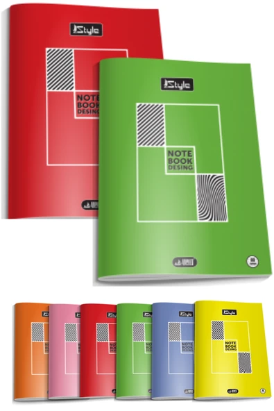 2 adet  a4 boy  plastik kapak 40 yaprak kareli defter  kenarı kırmızı çizgili - 2