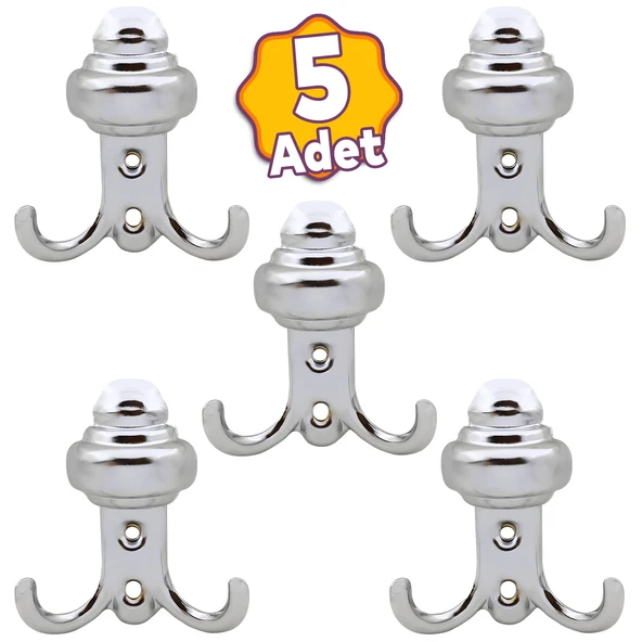 (5 ADET) Metal Krom Portmanto Vestiyer Duvar Askısı Dolap Elbise Kıyafet Askılığı Askılık ürün görseli 1