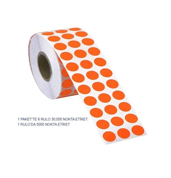 Tanex İŞARETLEME NOKTA Etiketi 10mm (5000 adet TURUNCU NOKTA Etiket) ürün görseli 1