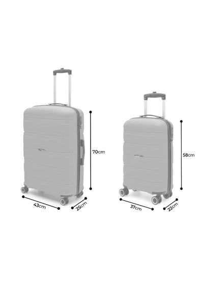 Artemis Polipropilen&Kırılmaz 2'li Valiz Seti Orta&Kabin - Turuncu - 6