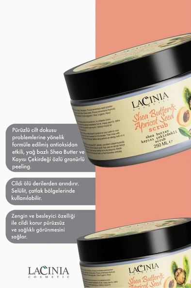 Lacinia Shea Butter & Kayısı Çekirdeği Yağlı Scrub 250 ml - 2