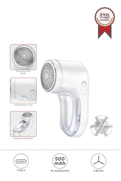 Torima Şarjlı Tüy ve Tiftik Temizleme Makinesi – 6 Bıçaklı Yedek Bıçaklı Güçlü Performans - 2