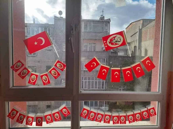 Büyük ipli Türk Bayrağı Kağıt İpli Bayrak - 1 Adet - 2