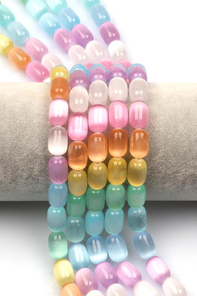 Renkli Selenit Doğal Taş Dizi 8 x 12 mm Boru Kesim ürün görseli