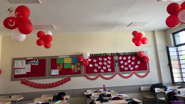 Büyük ipli Türk Bayrağı Kağıt İpli Bayrak - 1 Adet - 5