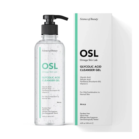 Omega Skin Lab Glikolik Asit İçeren Temizleyici Jel 200 ml