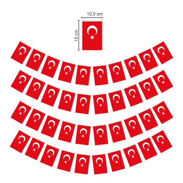 Büyük ipli Türk Bayrağı Kağıt İpli Bayrak - 1 Adet