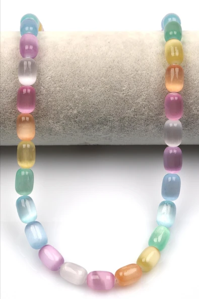 Renkli Selenit Doğal Taş Dizi 8 x 12 mm Boru Kesim - Resim 2