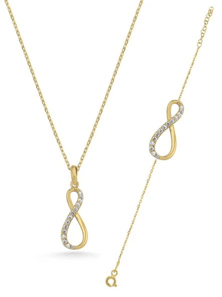 Infinite Glow Altın Kaplama Kadın Kolye Bileklik Seti ürün görseli