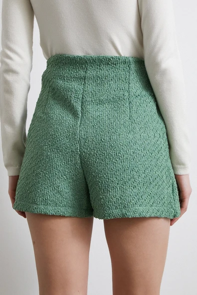 Yırtmaçlı Şort Etek Yeşil - Resim 6