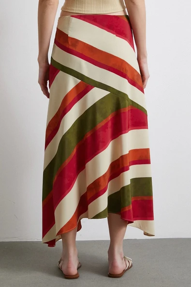 Chery Çizgili Verev Etek Bej - Resim 6