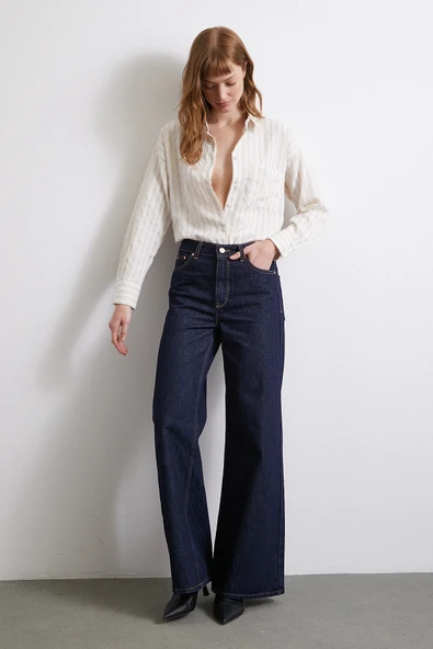 Multi Çizgili Cepli Gömlek Bej - Resim 5