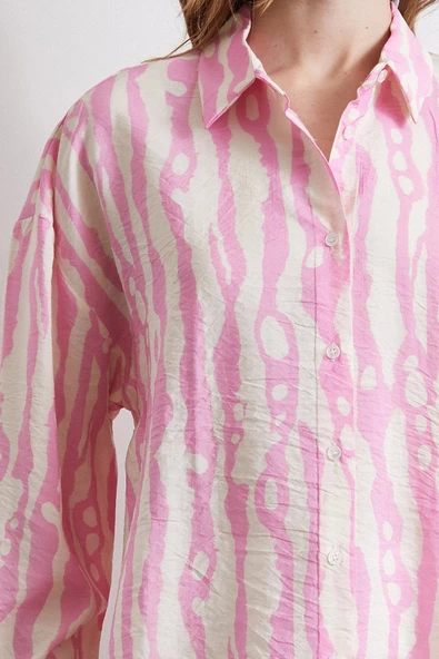 Zebra Desen Modal Gömlek Pembe - 3