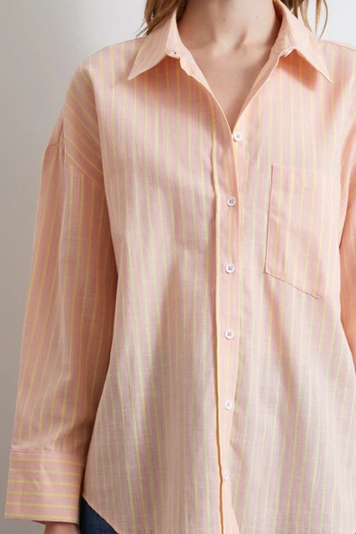 Filamingi Çizgili Gömlek Pudra - Resim 3