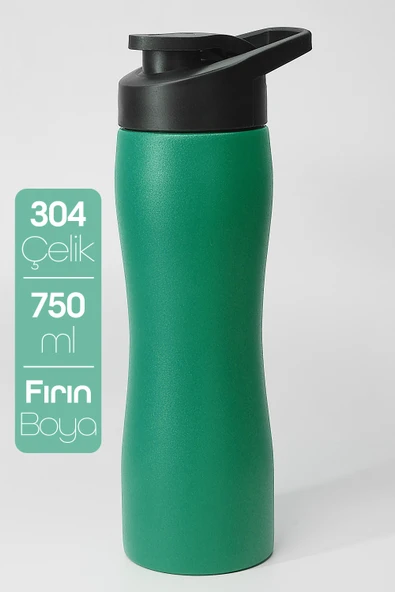 2li Komple Paslanmaz Çelik Matara Geniş Ağız Mat Renk Spor Matarası Suluğu Suluk Yeşil+Siyah 1153 - 2