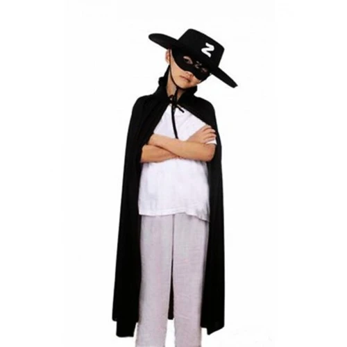Çocuk Boy Zorro Pelerin + Şapka + Maske Kostüm Seti TdrTR