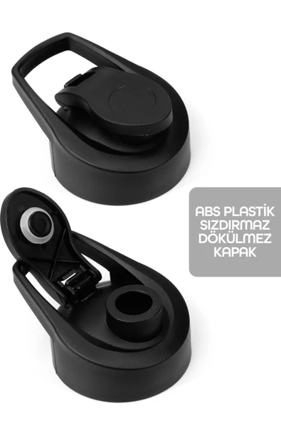 2li Komple Paslanmaz Çelik Matara Geniş Ağız Mat Renk Spor Matarası Suluğu Suluk Yeşil+Siyah 1153 - 7