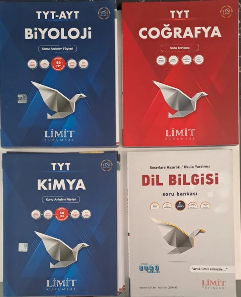 LİMİT YAYINLARI TYT-AYT BİYOLOJİ  - KİMYA - COĞRAFYA VE DİL BİLGİSİ  SORU BANKASI ( 2.EL )