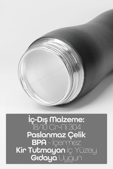 2li Komple Paslanmaz Çelik Matara Geniş Ağız Mat Renk Spor Matarası Suluğu Suluk Yeşil+Siyah 1153 - 5