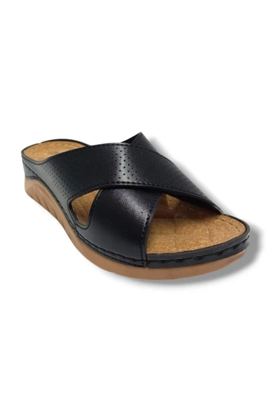 Jasmine 4002-25 Deri Comfort Çapraz Bant Kadın Terlik ürün görseli 1