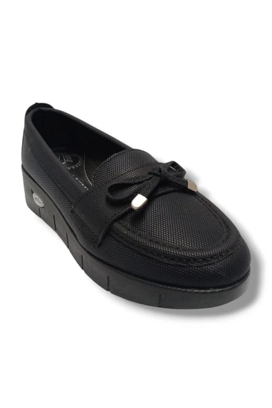 Ayzen A502-25 Baskı Deri Fiyonklu Comfort Kadın Ayakkabı