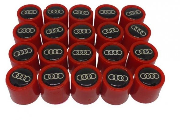 Audi Silikon Bijon Kapağı Kırmızı Siyah 20 Adet 15mm
