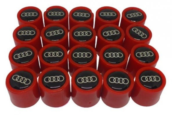 Audi Silikon Bijon Kapağı Kırmızı Siyah 20 Adet 15mm - 2