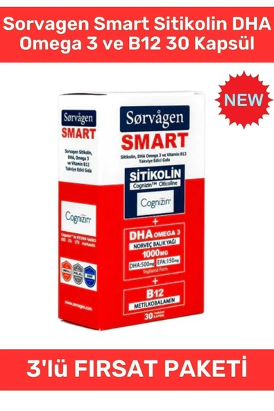 SORVAGEN Smart Sitikolin Dha Omega 3 Ve B12 30 Kapsül X 3 - 2