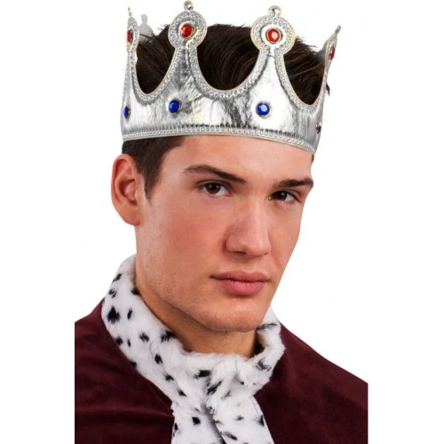 Kral Tacı Gümüş Renk Kumaş Malzeme Yetişkin Boy TdrTR