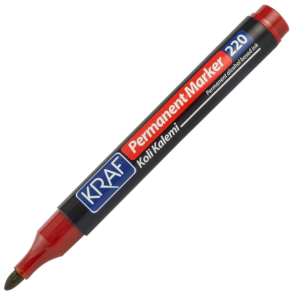 Kraf 220 Yuvarlak Uç Kırmızı Permanent Markör Kalem