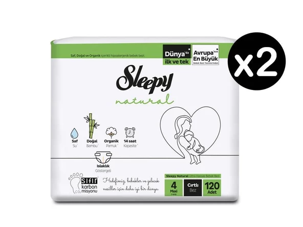 Sleepy Natural Bebek Bezi 4 Numara Maxi Ultra Fırsat Paketi 240 Adet - 2