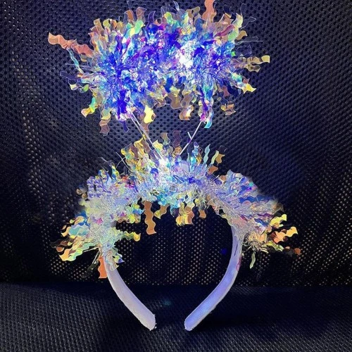 Püsküllü Led Işıklı Parlak Hologramlı Taç Beyaz TdrTR