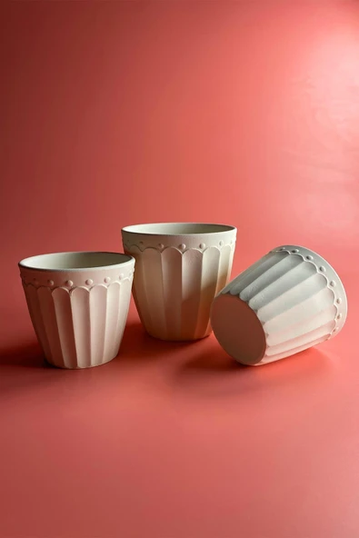 Lotus Saksı Küçük - Seramik Bisküvi 12'li (Ham Ürün) - Resim 4