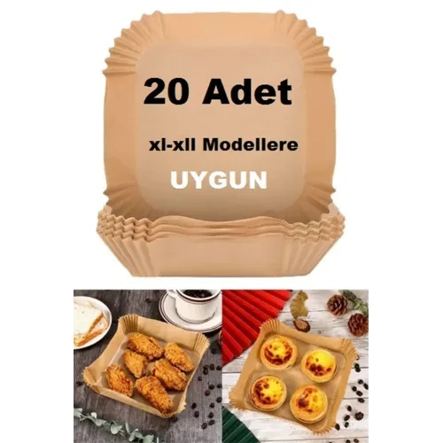 Büyük Boy Air Fryer Fritöz Pişirme Kağıdı 20 Adet TdrTR