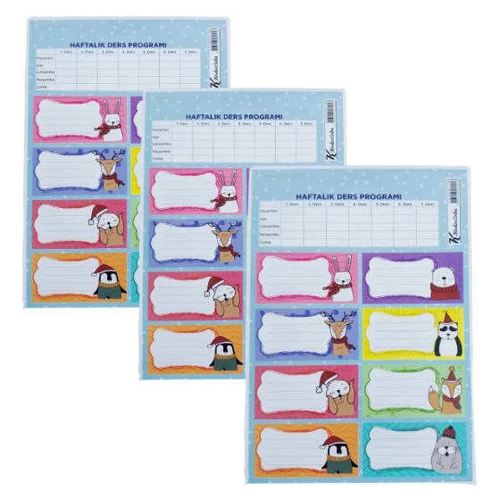 kendinden yapışkanlı okul etiketi-kitap defter etikeli 3 parça (24 kitaplık)