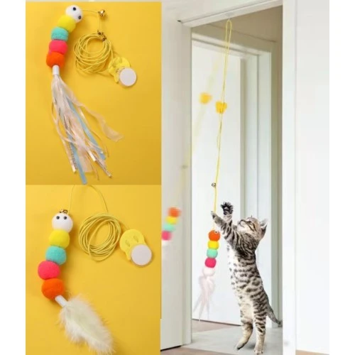 Elastik Yapışkanlı Kedi Oyun Oltası TdrTR