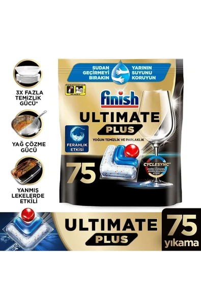 Finish Ultimate Plus Hepsi Bir Arada Bulaşık Makinesi Deterjanı Kapsül Tablet 75 Adet