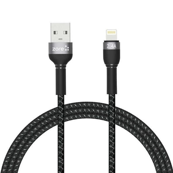 Lightning - USB Dayanıklı File Örgü Hızlı Şarj Kablo 1m