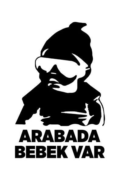 Arabada Bebek Var Oto Arka Cam Sticker BEYAZ 40*20 Cm