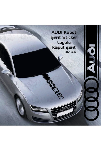 Audi İçin Uyumlu Aksesuar Oto Kaput Şerit Sticker Siyah ürün görseli 1