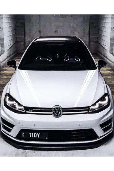 Oto Kaput Sticker Çift Şerit 2 Adet Beyaz 10*60 Cm - Resim 2