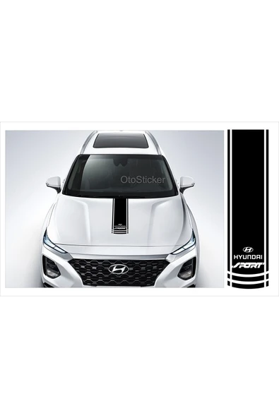 Hyundai İçin Uyumlu Aksesuar Oto Kaput Şerit Sport Sticker. ürün görseli