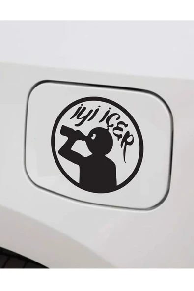 İyi İçer Komik Oto Yakıt Depo Kapağı Sticker 10*1,51 Cm ürün görseli 1